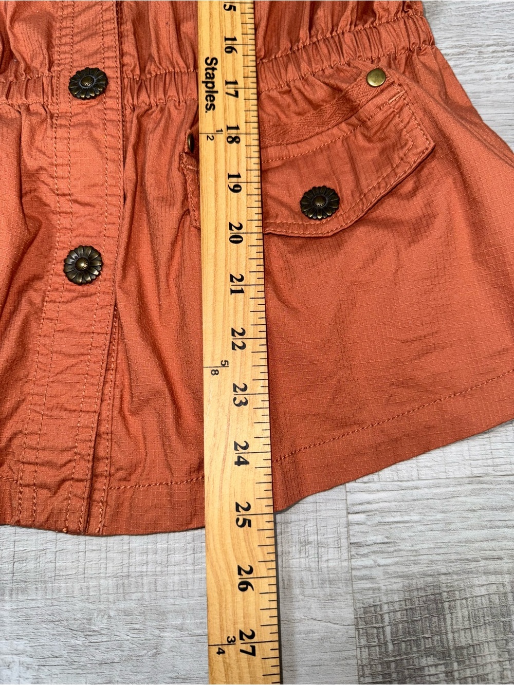 Dressbarn Utility Jacket Womens Medium Rust Orange Military Cargo Cinch Waist - Picture 9 of 10